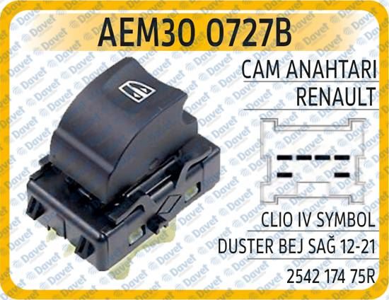 AEM 300727B Cam Anahtari Renault Clio Iv Symbol Duster Bej Sag